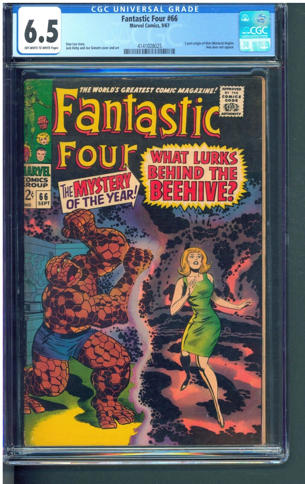FANTASTIC FOUR #66   CGC 6.5 FN+  NICE OFF WHITE/WHITE PAGES  ORIGIN WARLOCK