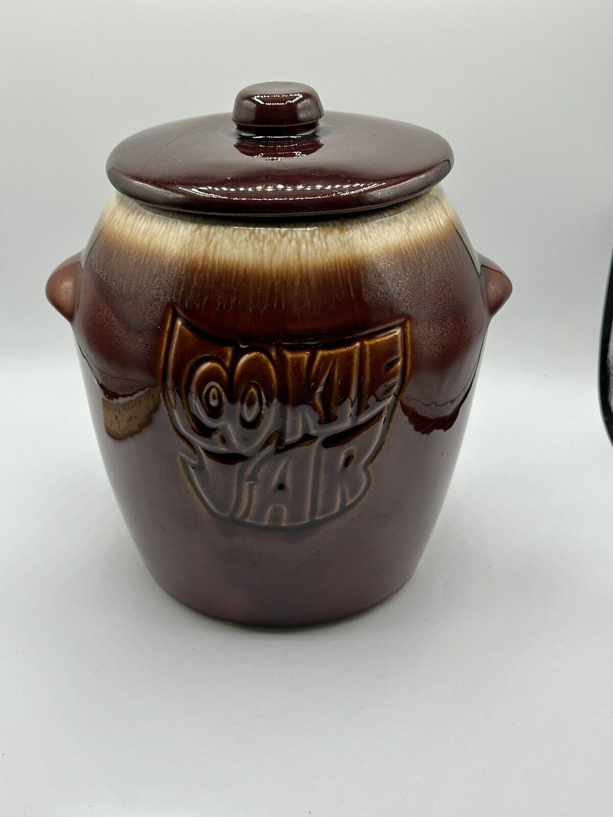 Vintage 60\'s/70\'s McCoy 7024 USA Cookie Jar,Brown Drip Glaze. Mint Condition