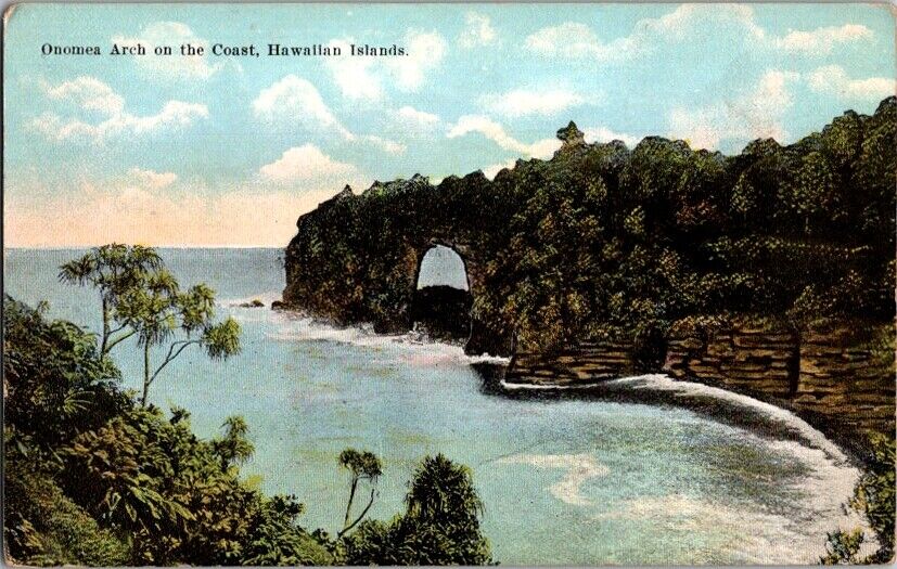  Postcard Onomea Arch Coast Hawaiian Islands T.I. Territory Hawaii HI      G-592