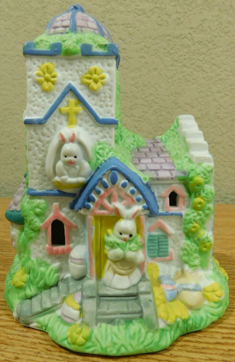Easter Jubilee Porcelain Bunny Rabbit Tree House Church With Box