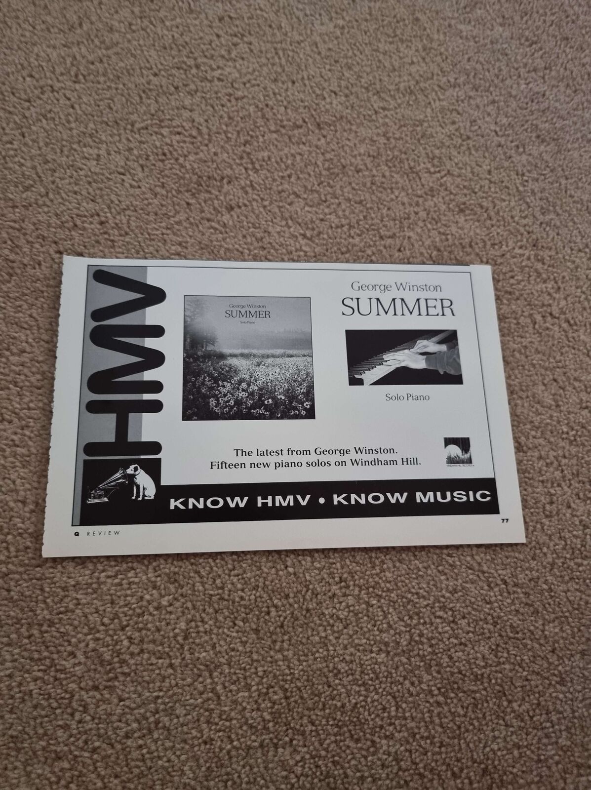 TNEWM129 ADVERT 5X8 HMV KNOW HOW : GEORGE WINDSOR : \'SUMMER\' SOLO PIANO