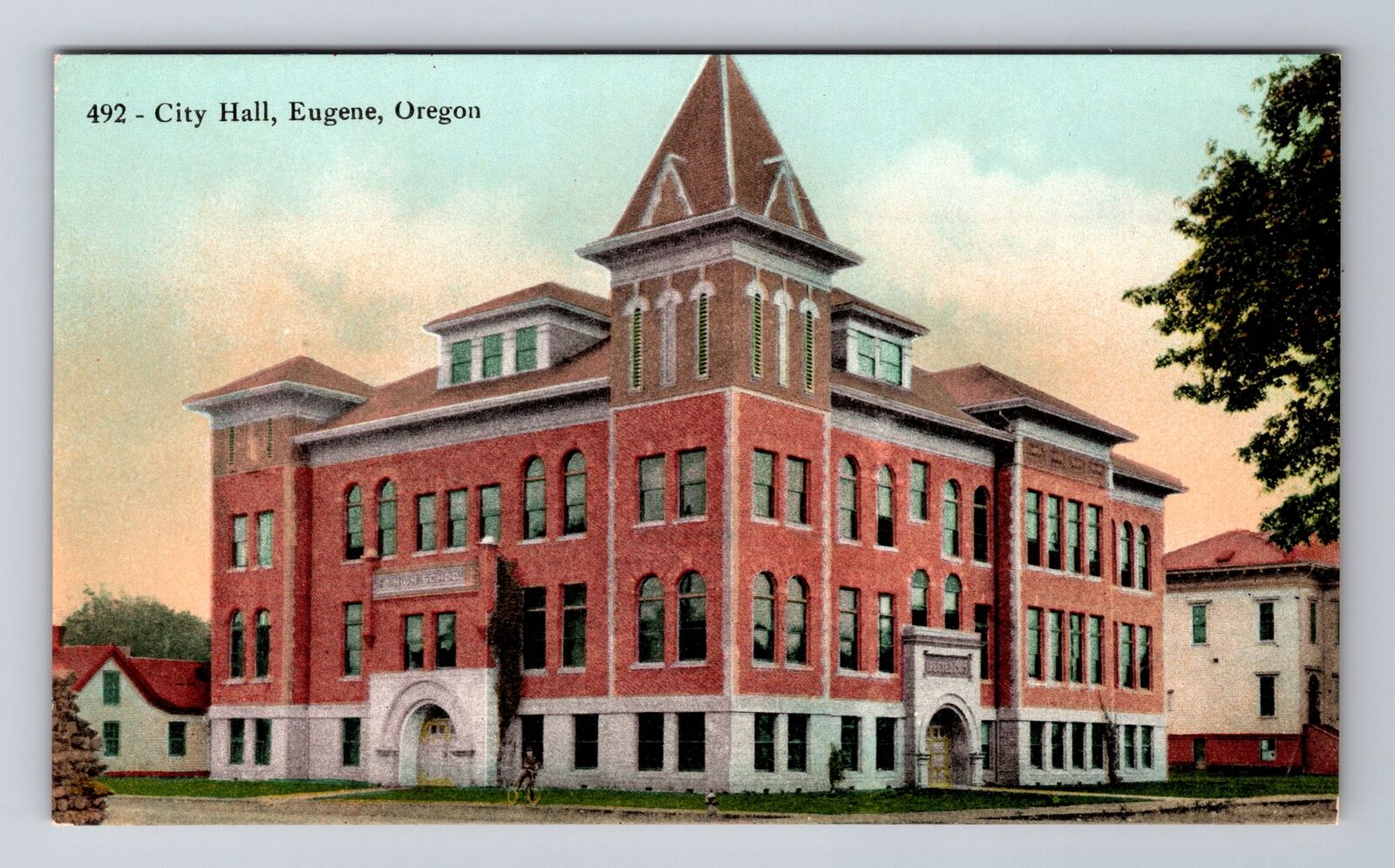 Eugene OR-Oregon, City Hall, Antique Vintage Souvenir Postcard