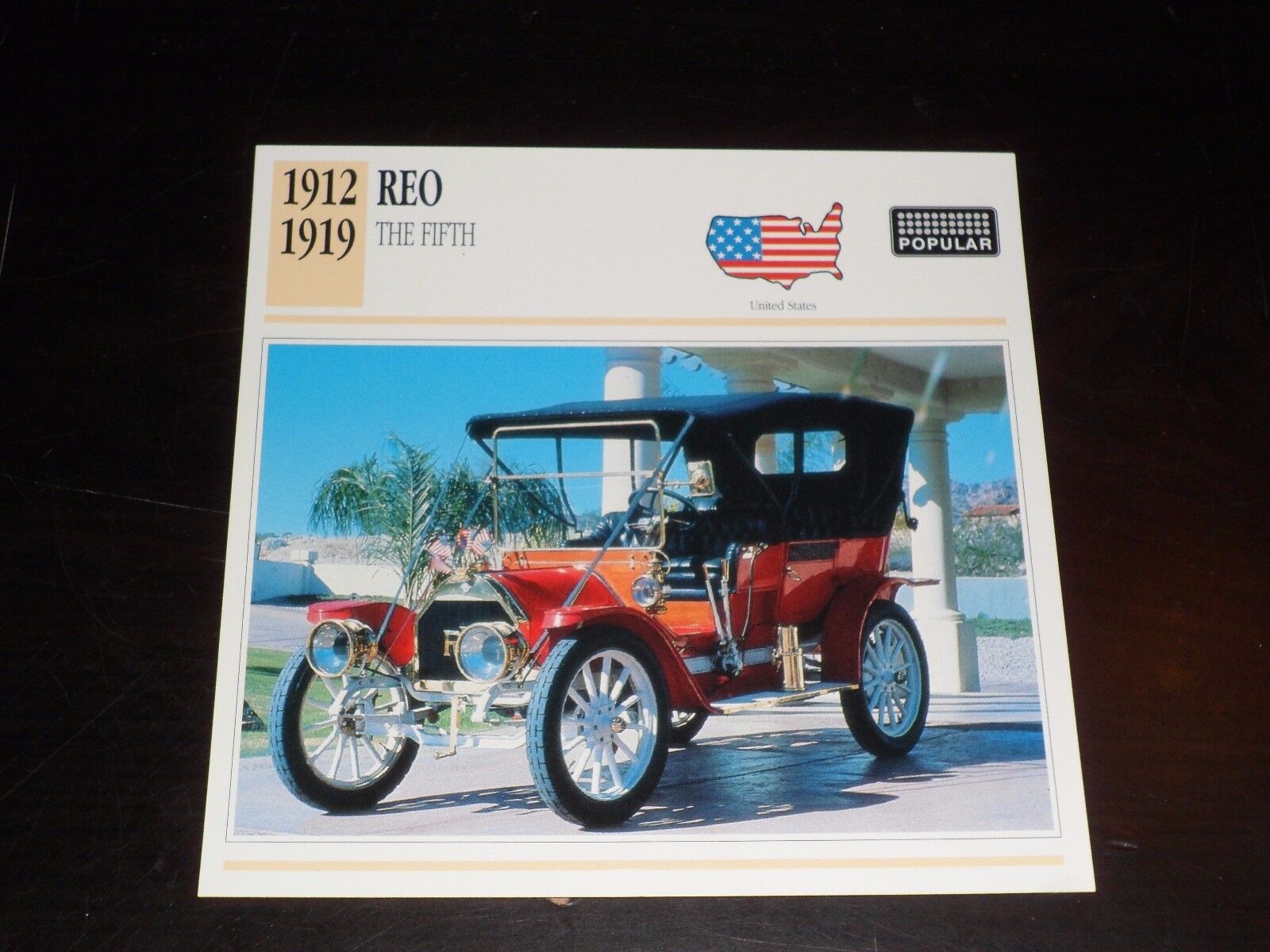 1912 - 1919 REO THE FIFTH Car Photo Spec Sheet Info CARD