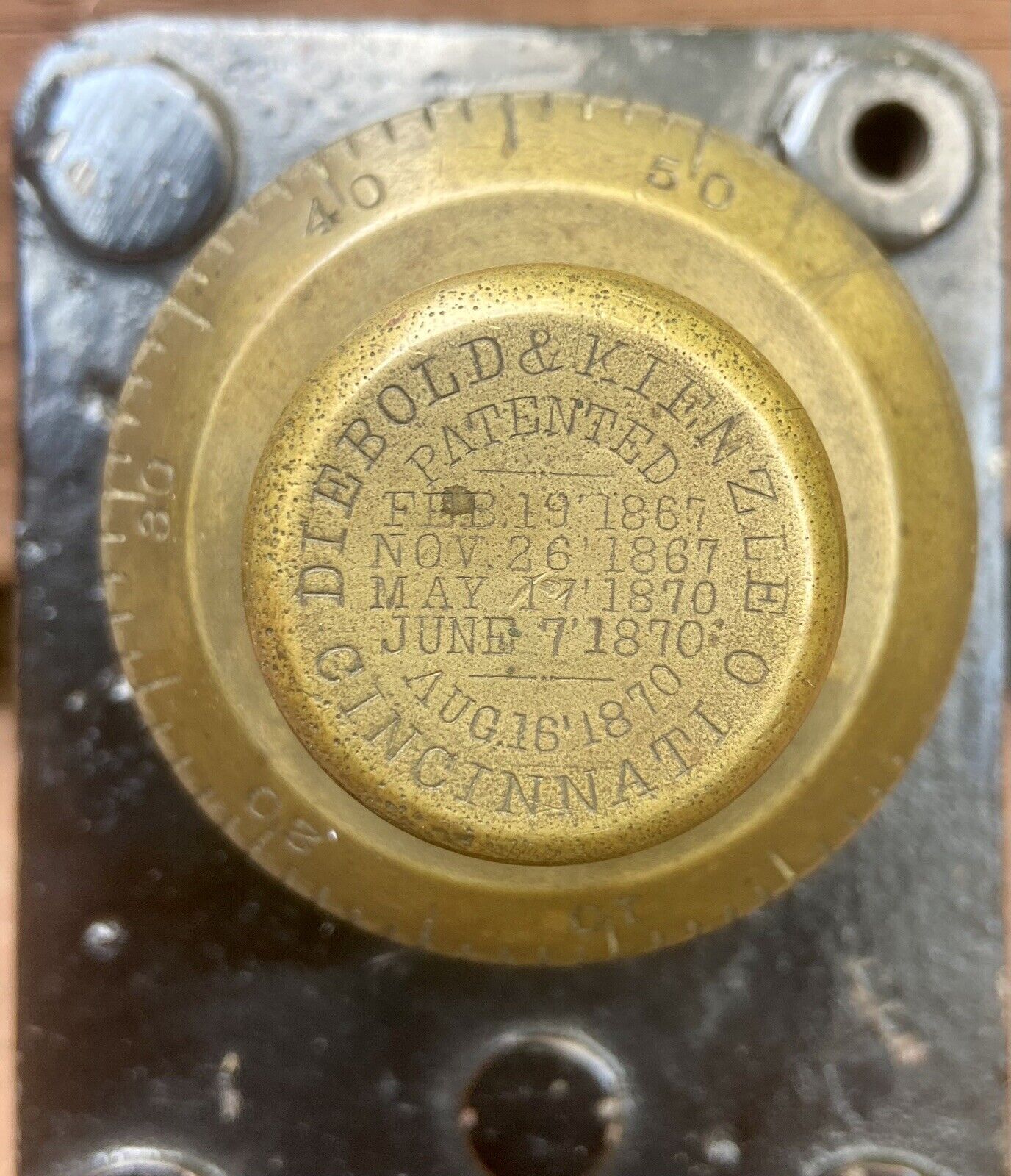Antique Diebold Kienzle Brass Combination Safe Vault Lock Pat. 1867-1870 ~ RARE