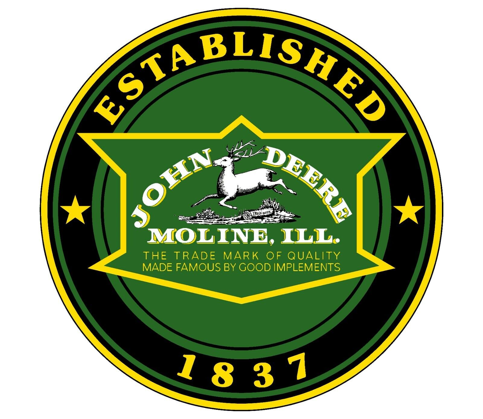 John Deere 1936 Vintage Historic Logo Established 1837 - Emblem Sticker Decal