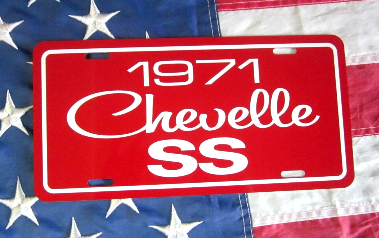 Red  1971 Chevrolet CHEVELLE SS  license plate car tag 71 Chevy Super Sport