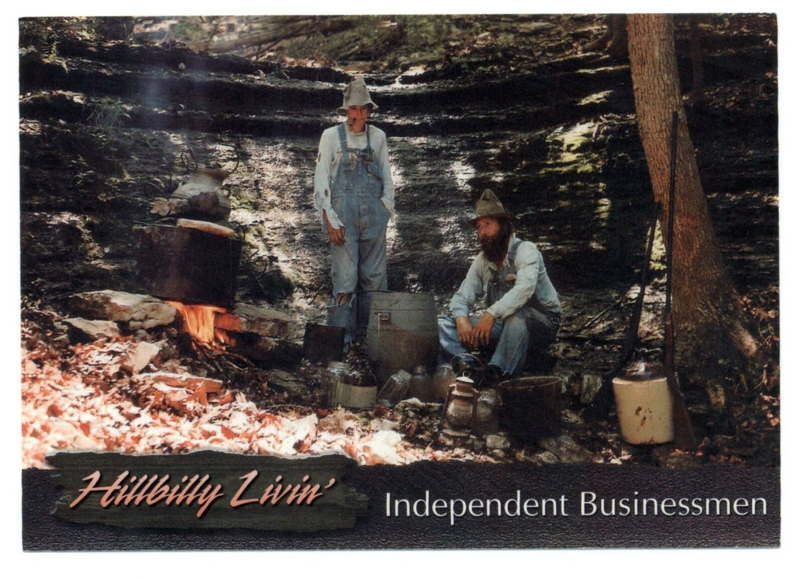 Comic Hillbilly Living Independent Businessmen Moonshine Still ~ postcard sku459