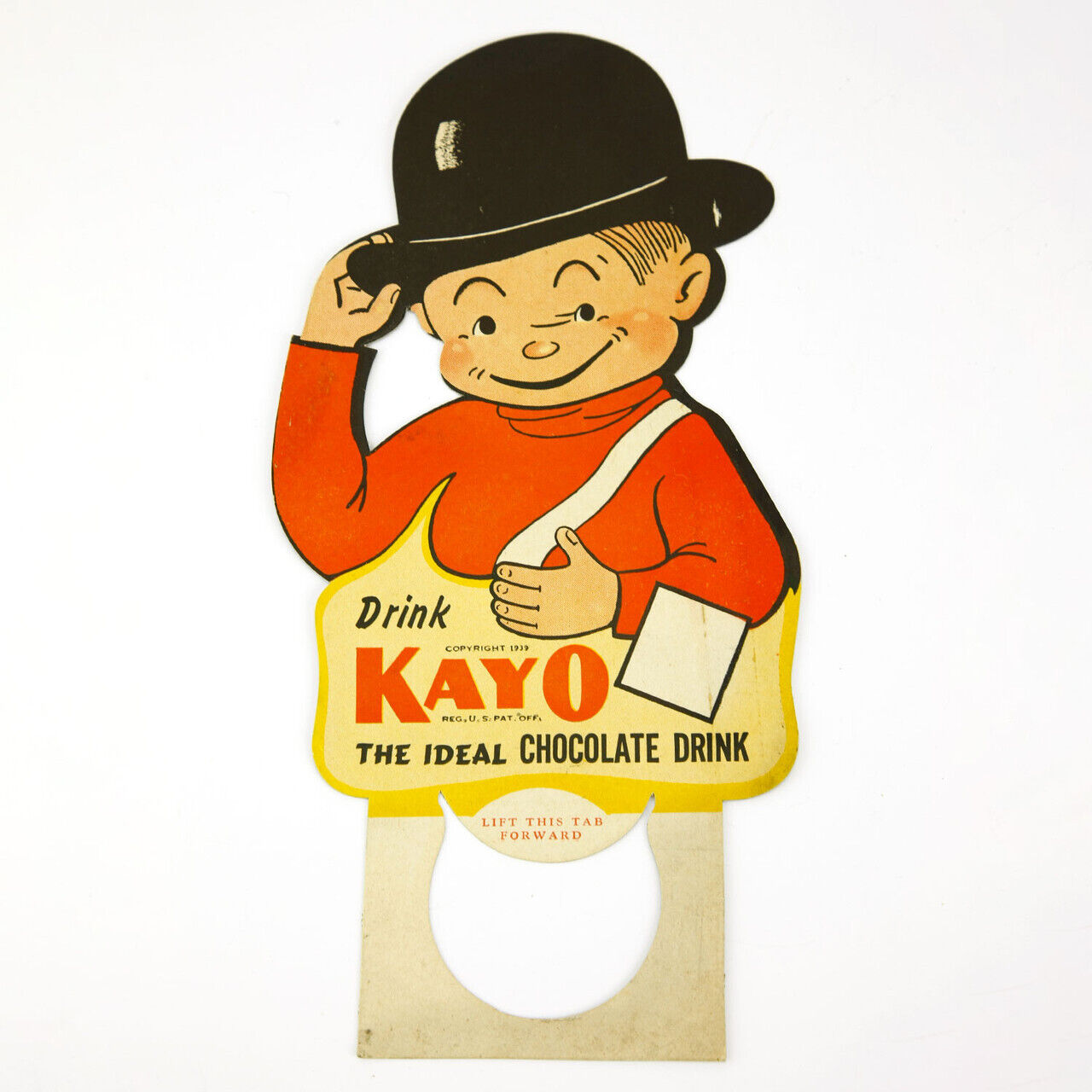 1930s Kayo Chocolate Drink Cardboard Advertising Sign