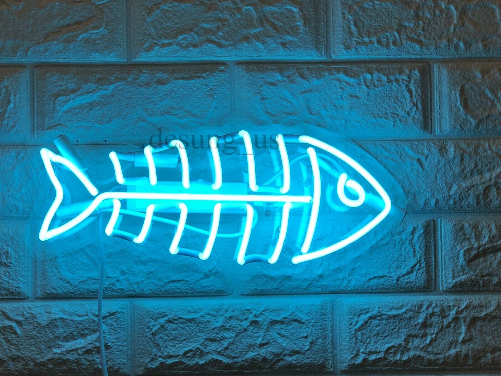 Fish Bone Blue Aqua Acrylic 14\