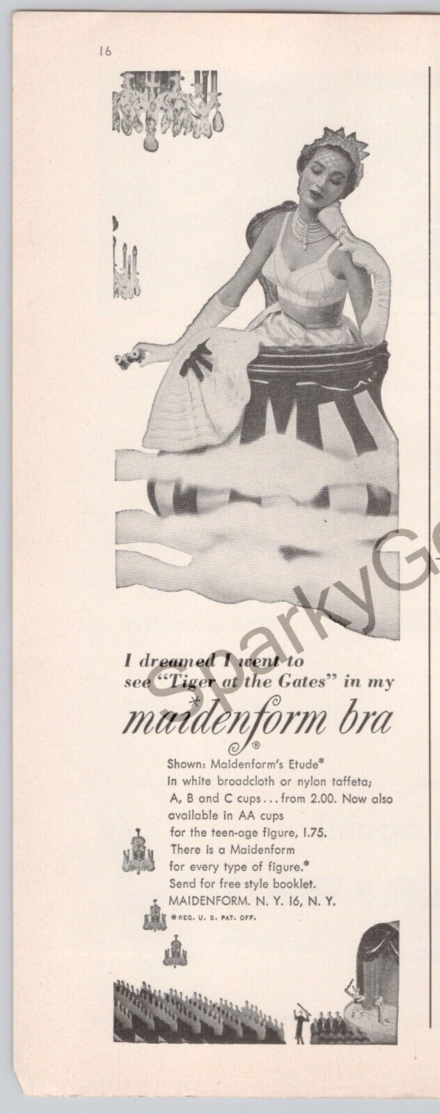 Maidenform Bra Lingerie Dreamed I Went to See Tiger at the Gates 1956