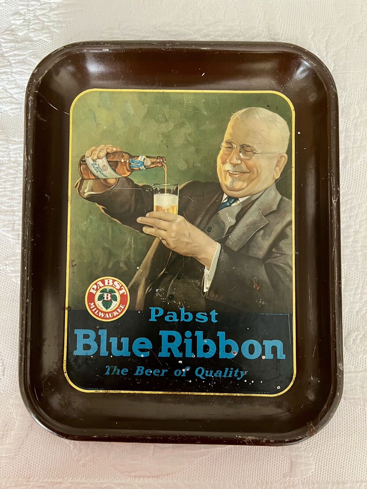 Pabst Blue Ribbon Beer Serving Tray/Vintage