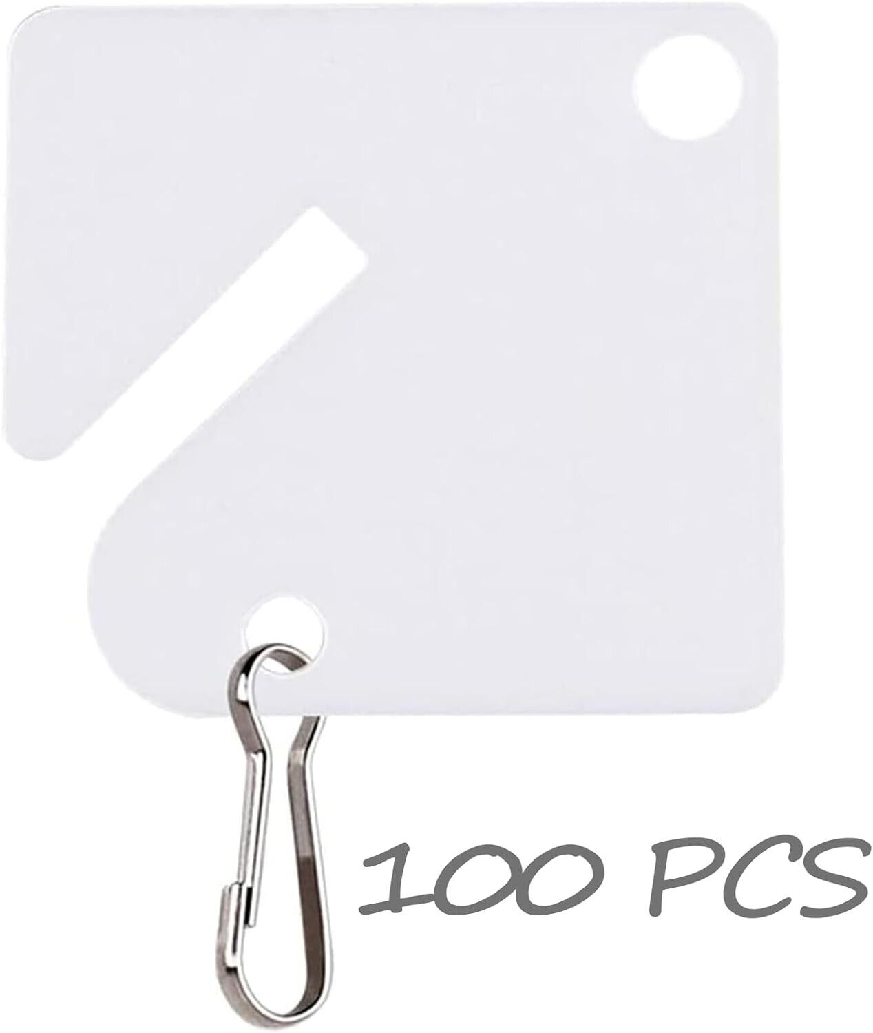 100 Pcs Plastic Key Tags 1.5 Inch Slotted Rack Hanging Metal Snap Hook Lockers