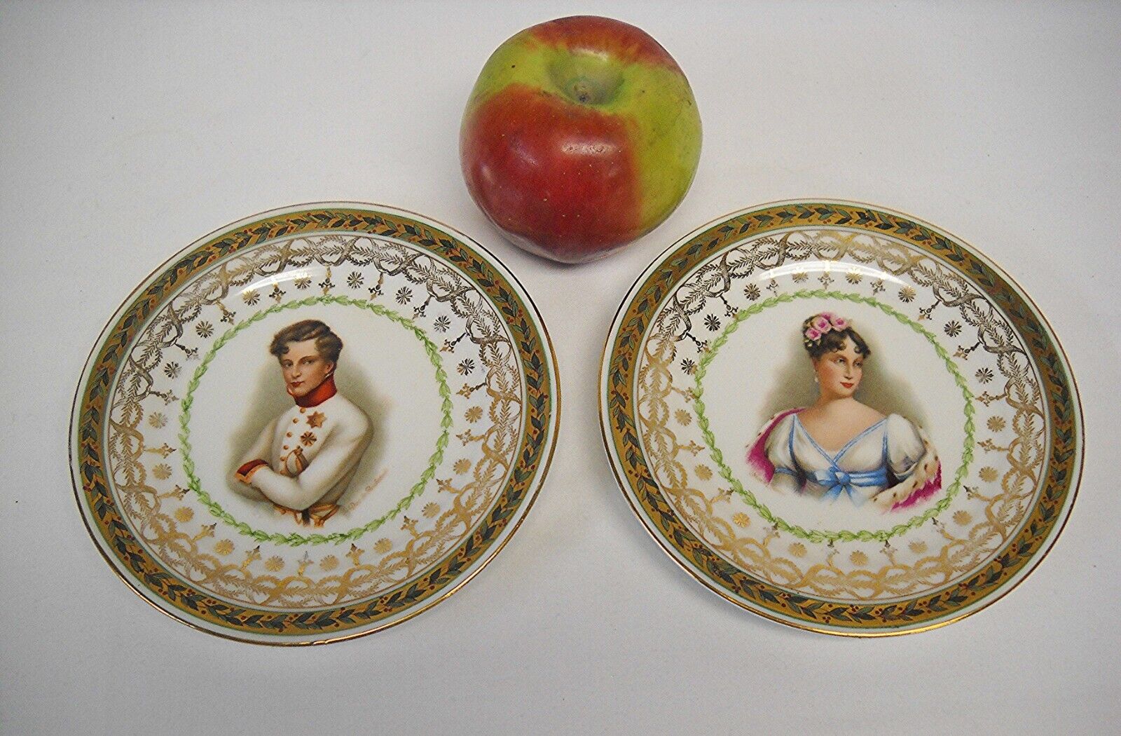 Matched Pair Porcelain NAPOLEON II & MARIE LOUISE CHINA PLATES-VG