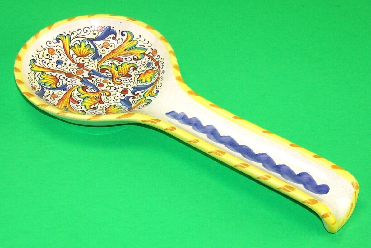 Meridiana Ceramiche Floral Dueling Dragons Ceramic Spoon Rest Made In Italy VNTG