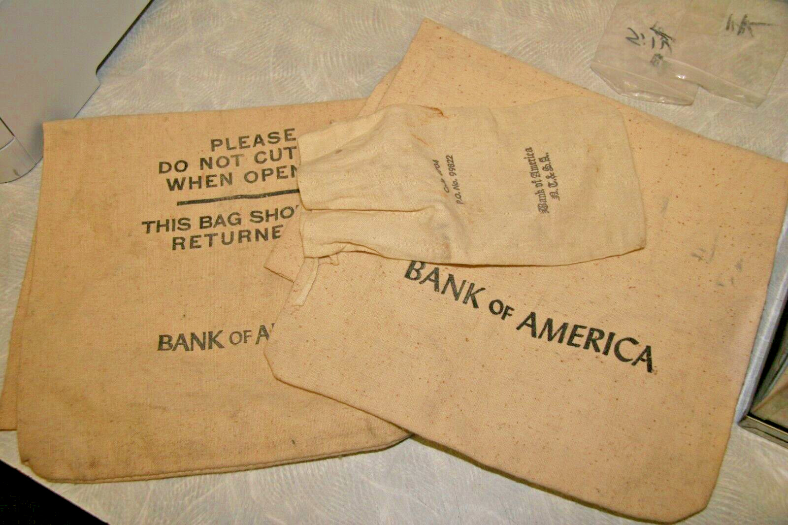 3 LOT Vintage Canvas Money Bag Bank of America 2) 10\