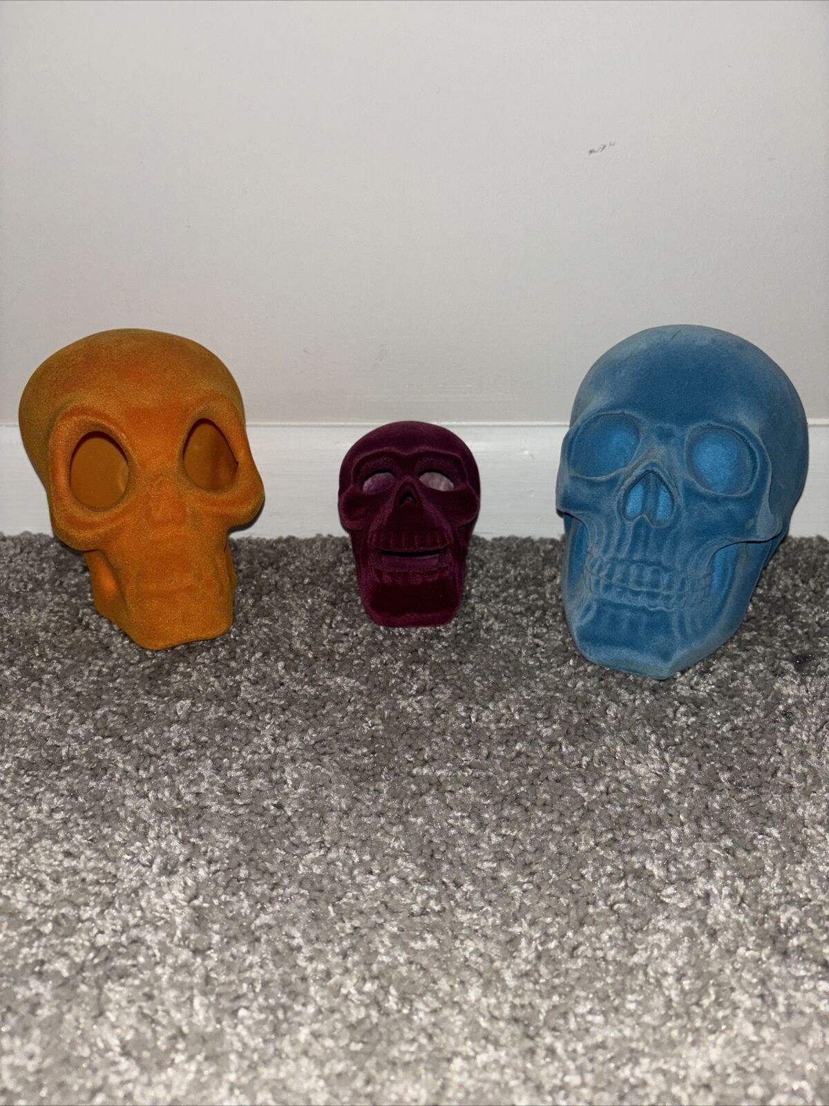 Flicker Skull Lot Of 3 Orange, Red And Blue