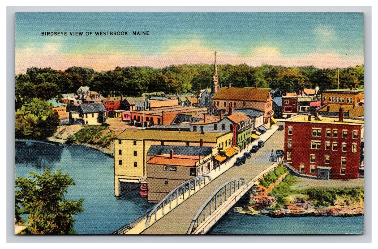 Birdseye View Of Westbrook Maine ME Postcard