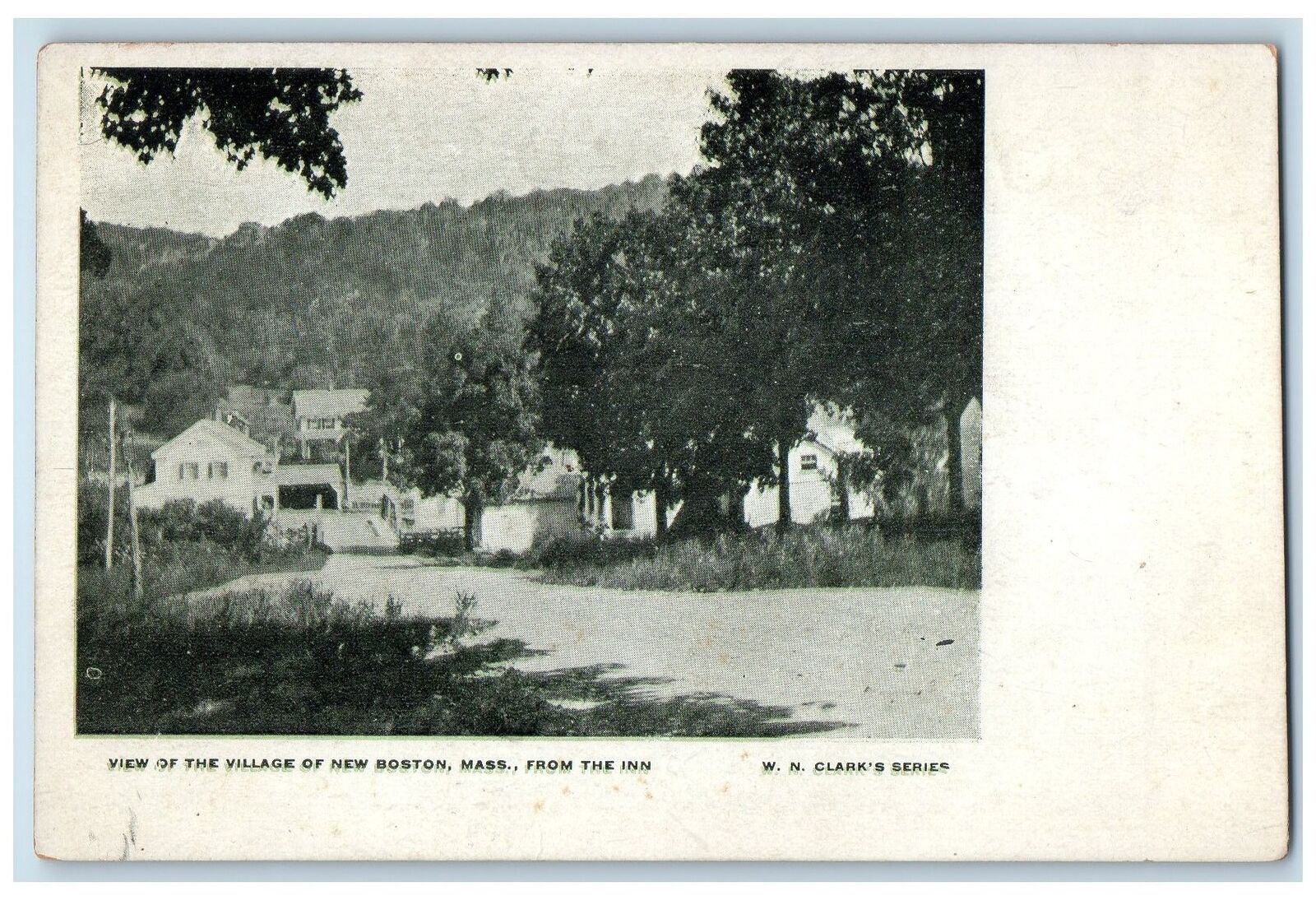c1920's View Village Dirt Road House Forest New Boston From Inn M.A. Postcard
