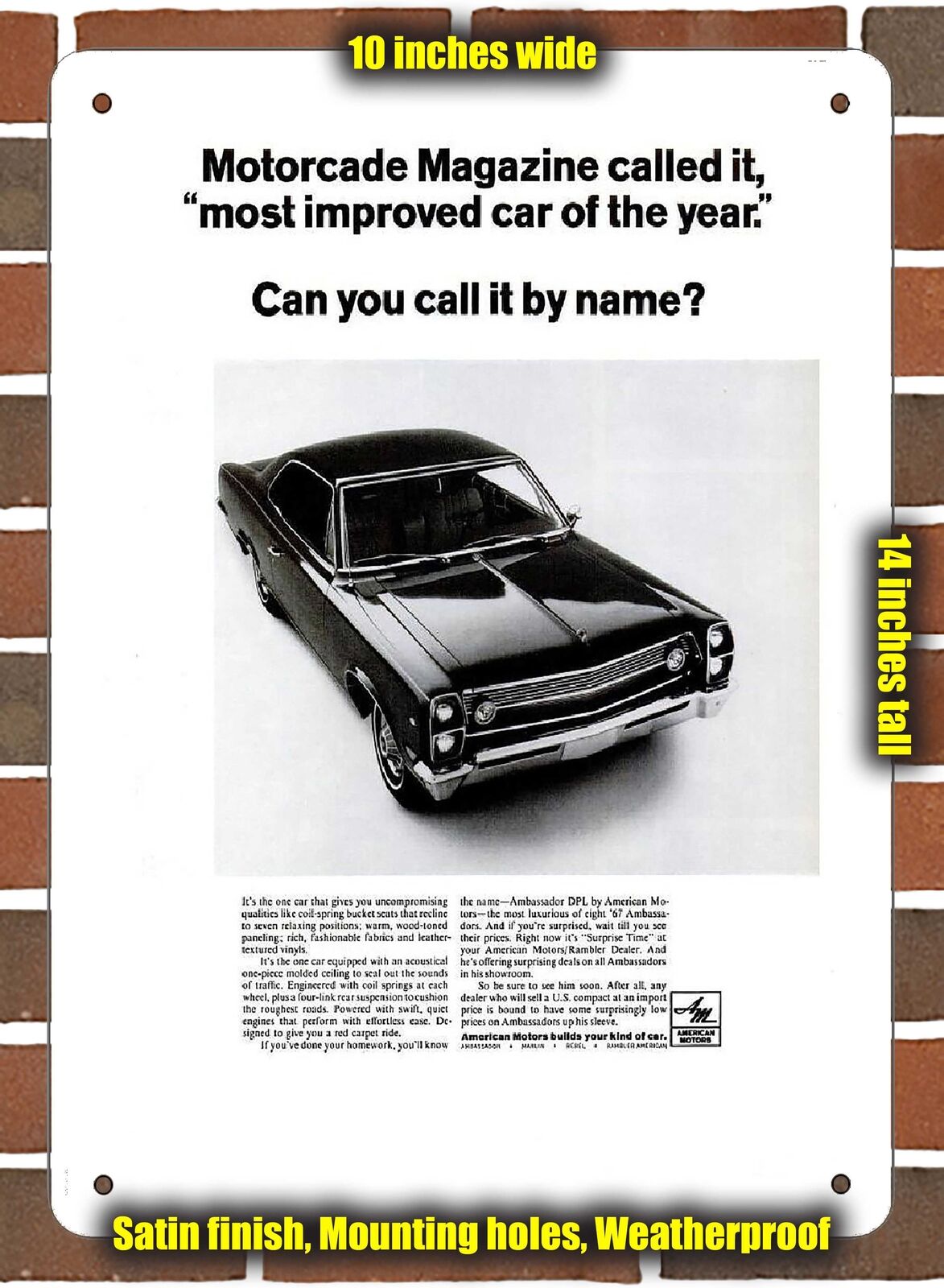 METAL SIGN - 1967 Ambassador Vintage Ad 04