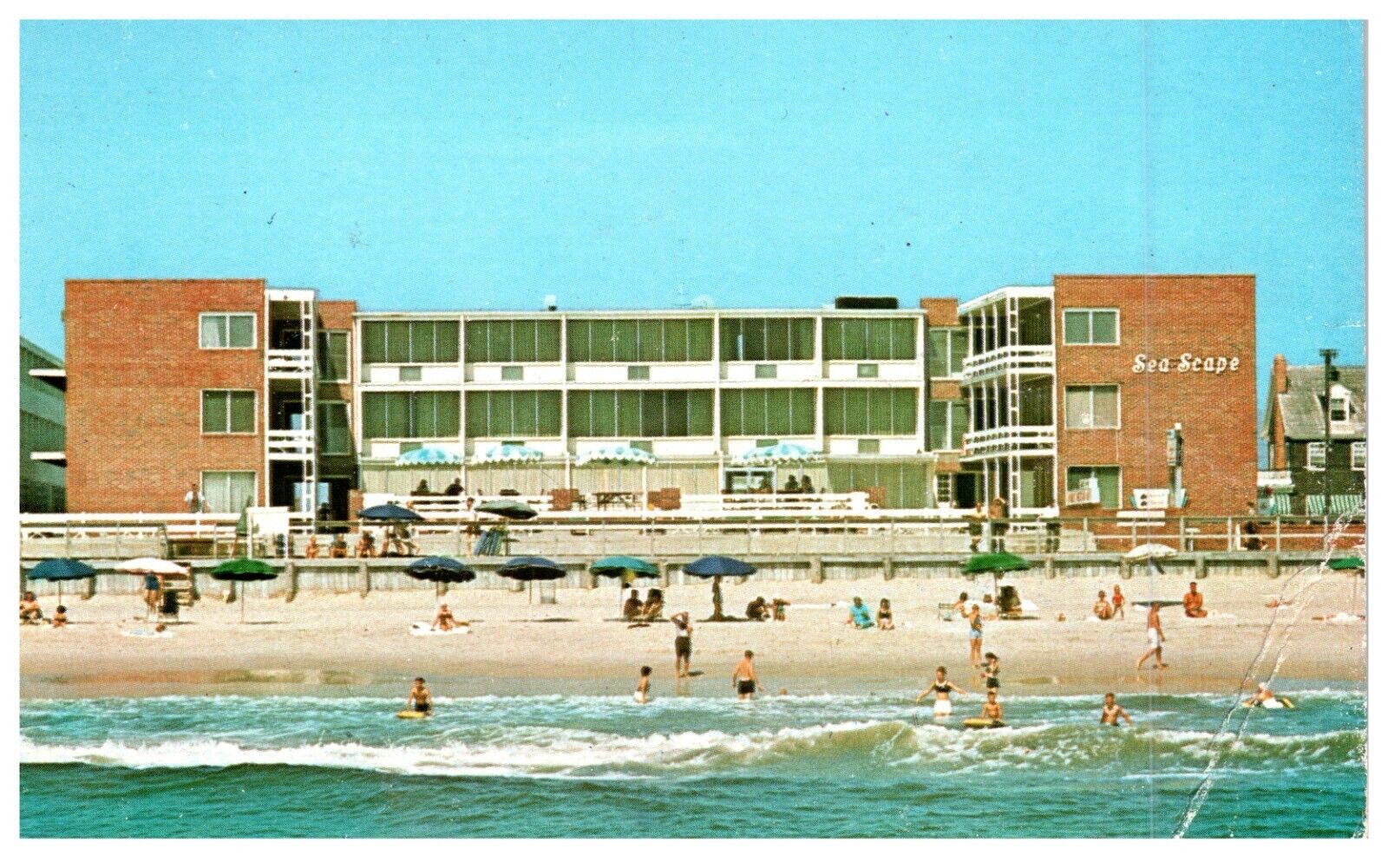 Ocean City Maryland Sea Scape Motel Beach People 1969 Vintage Postcard-K2-159