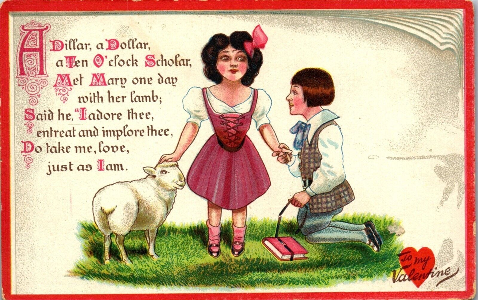Vintage Postcard Tuck\'s Little Nursery Lovers Rhyme 1913