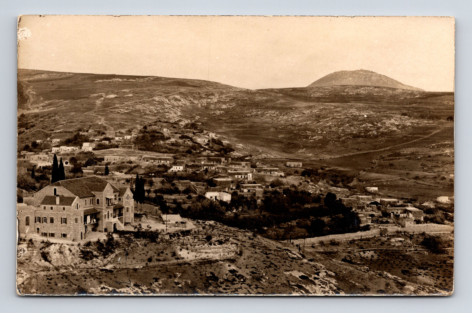 RPPC Aerial View of Mount Tabor Holy Land Nazareth Israel Palestine Postcard