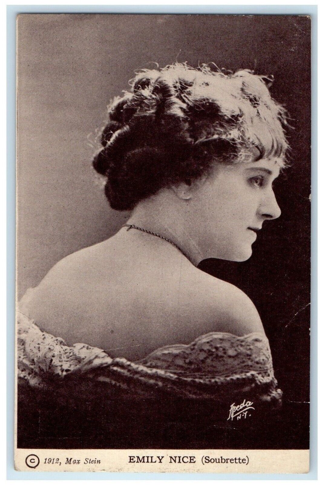 c1910's Emily Nice Soubrette Studio Vaudeville Theatre Actress Antique Postcard