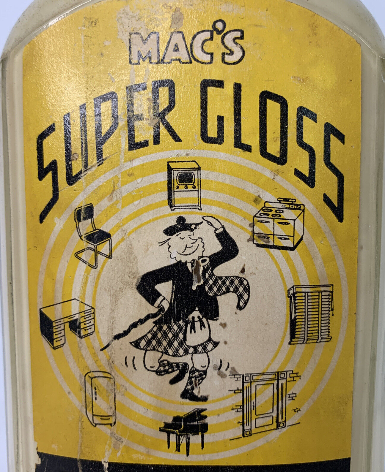 Vintage Mac's SUPER GLOSS SURFACE GLAZE Glass Bottle 90% Left.