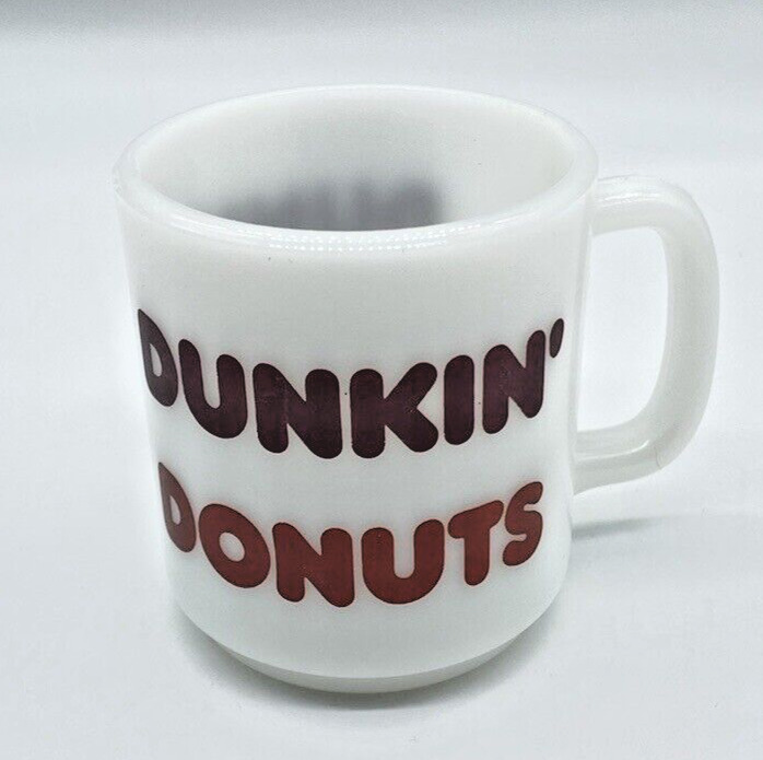 Vintage 1970s ICONIC Dunkin\' Donuts Store Shop Coffee Mug Glasbake Milk Glass