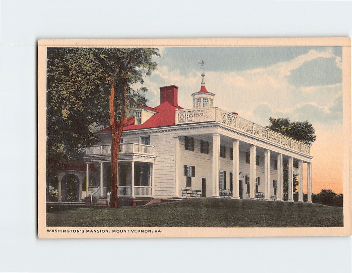 Postcard Washington's Mansion Mt. Vernon Virginia USA