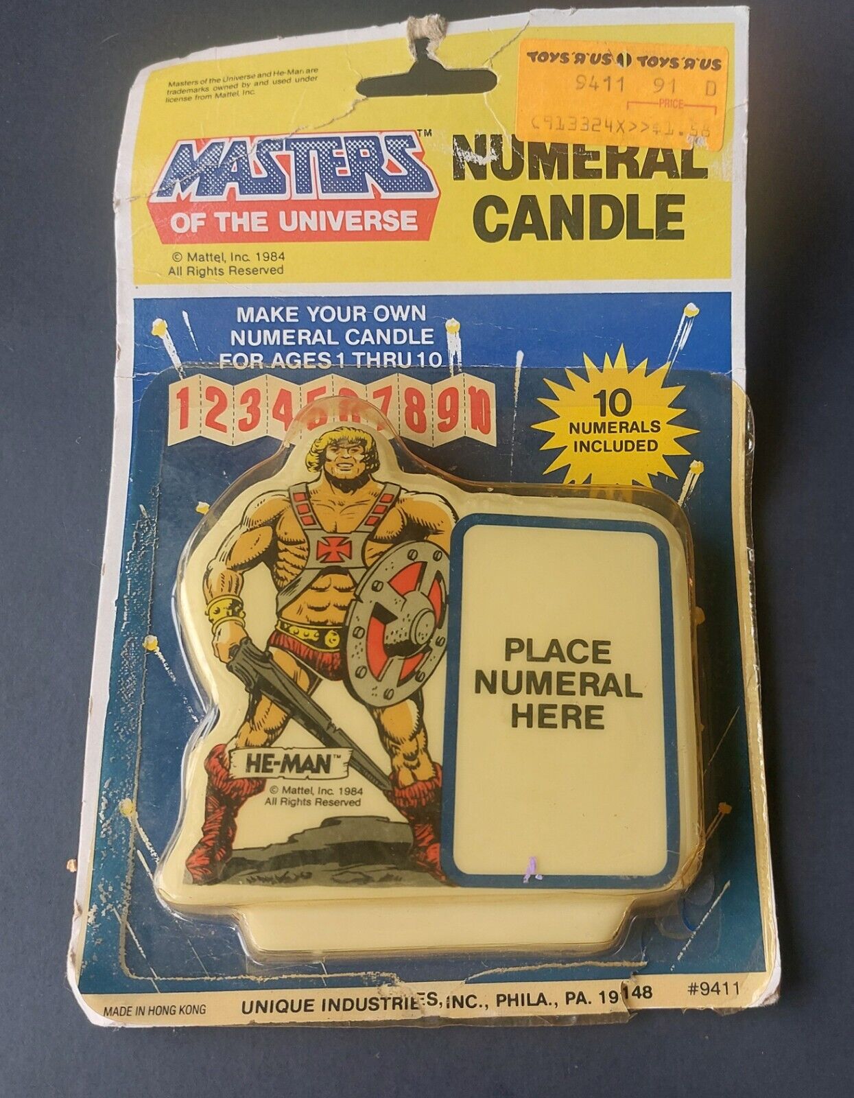 Vintage Motu He-Man 1984 Mattel Numeral Birthday Candle 1-10 years Opened