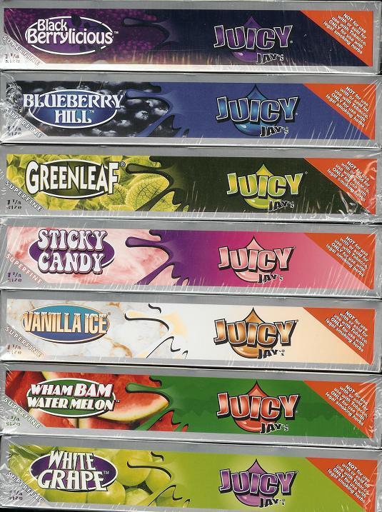 Juicy Jay\'s SUPER FINE 1 1/4 - SEVEN PACK SAMPLER - Flavored Hemp Rolling Papers