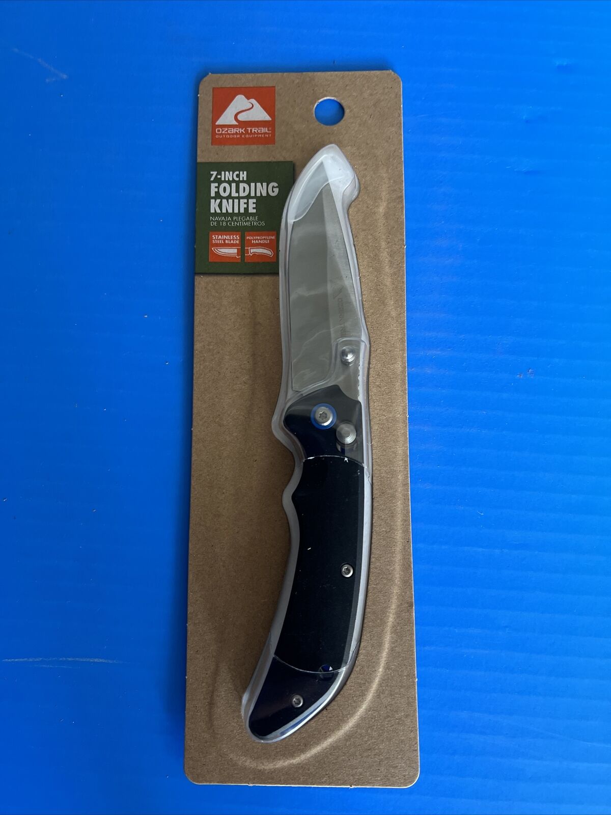 Ozark Trail 7 Inch Folding Knife (Black And Blue) New