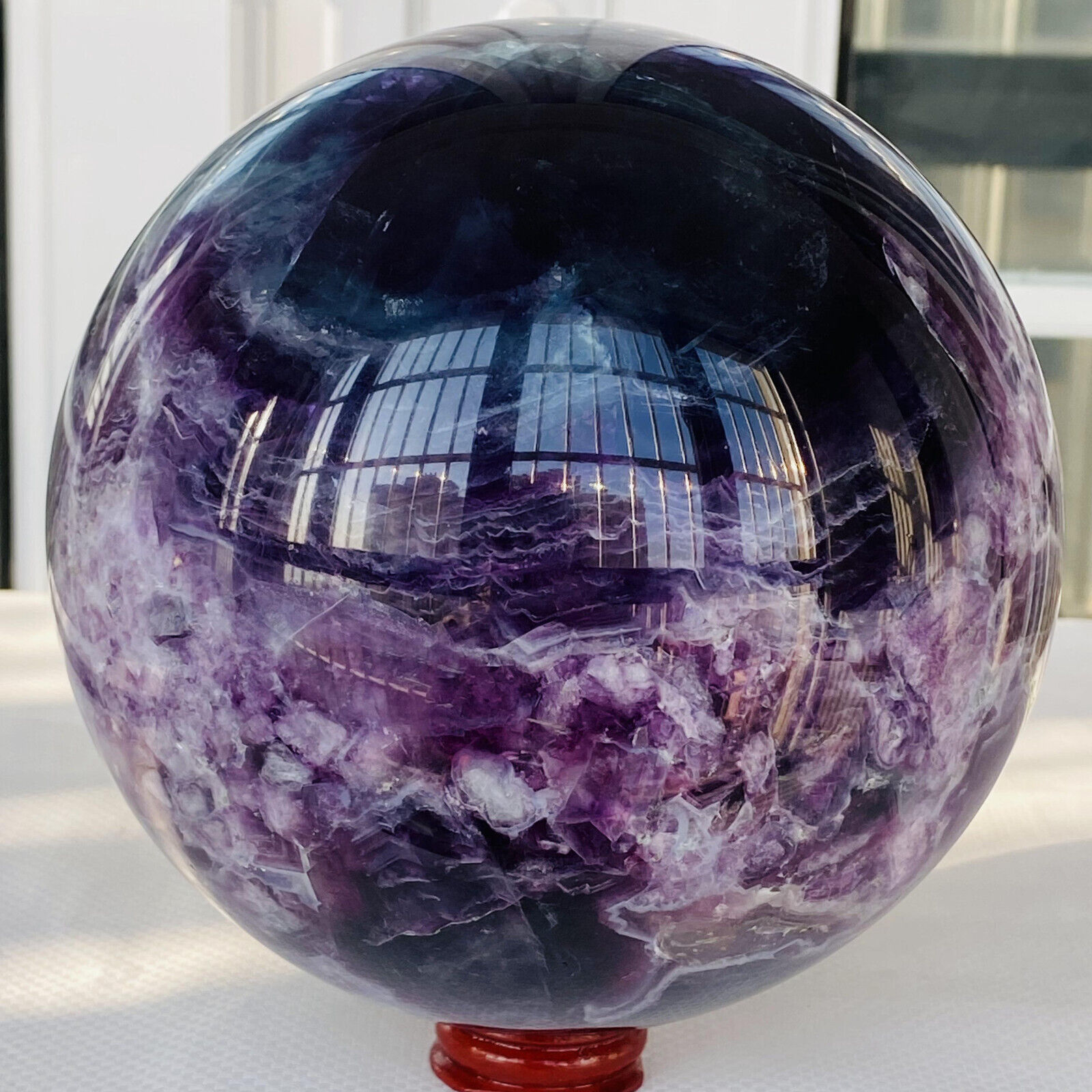 5660G Natural Fluorite ball Colorful Quartz Crystal Gemstone Healing