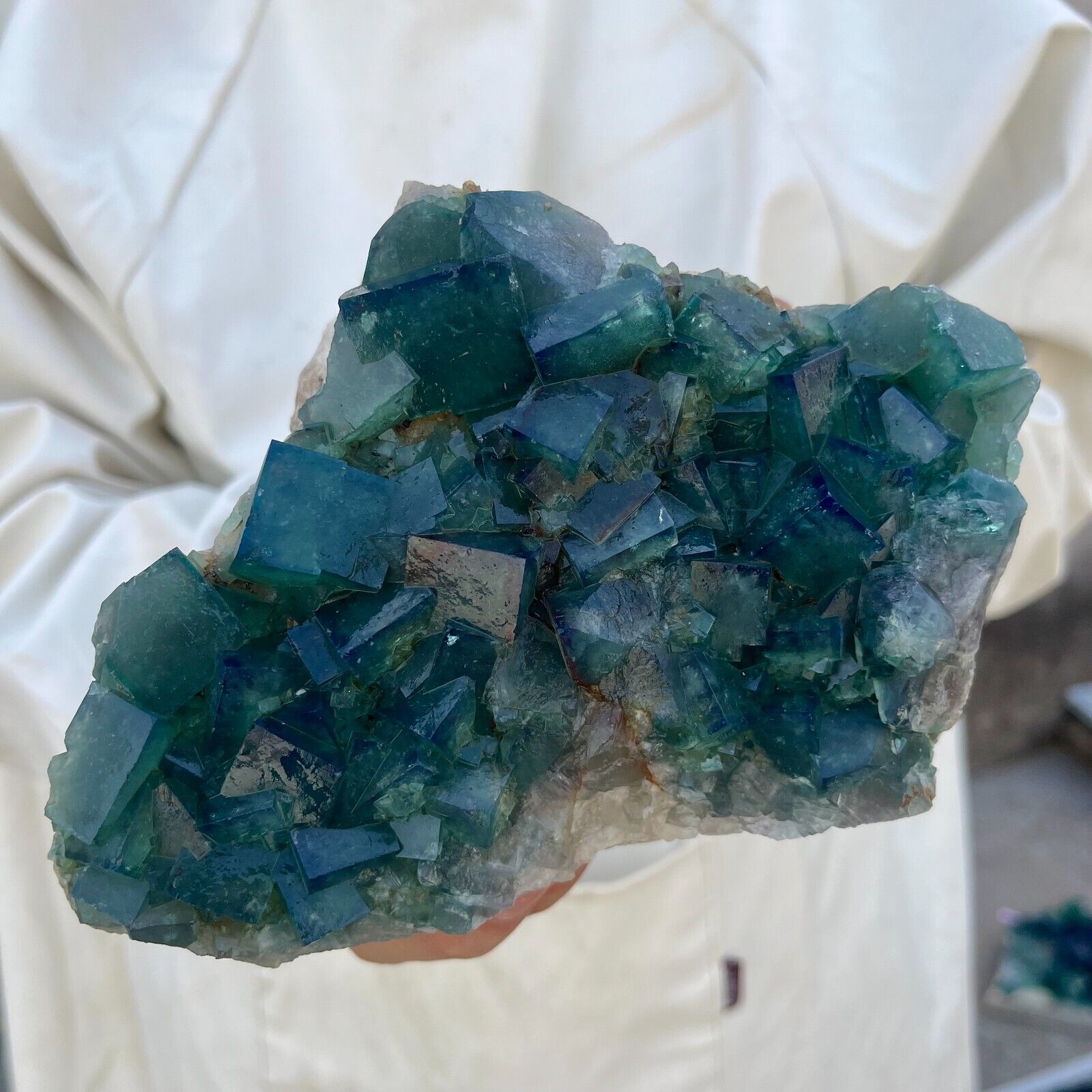 3.6LB Large NATURAL Green Cube FLUORITE Quartz Crystal Cluster Mineral Specimen