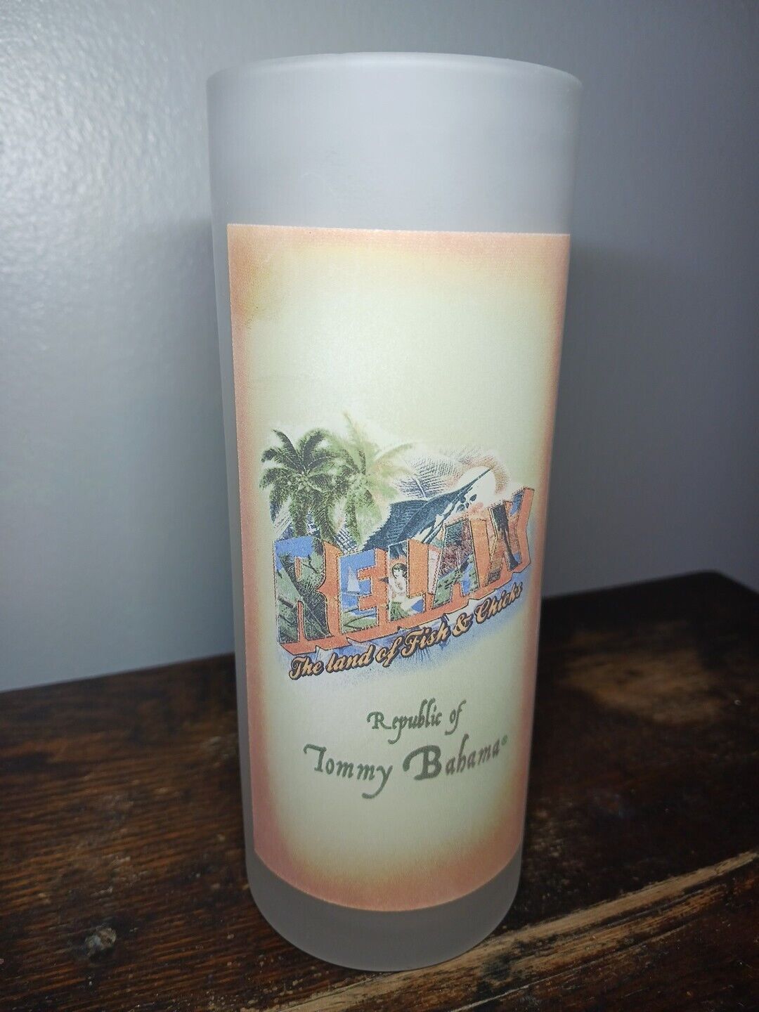 Vintage Tommy Bahama Frosted High Ball Island Drinking Glass tropical Relax