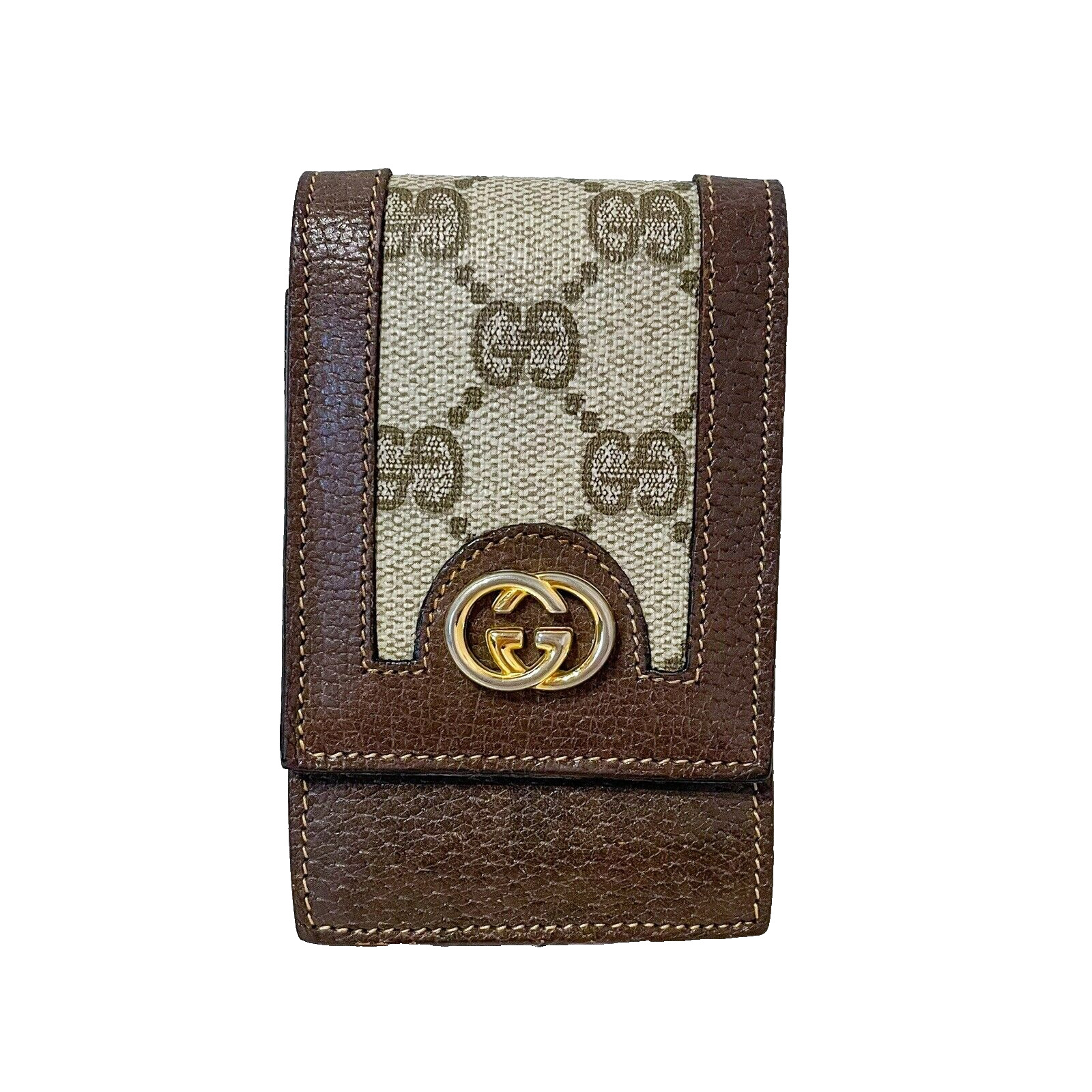 Vintage Gucci Cigarette Case GG Supreme Wallet Case Pouch Brown PVC Authentic
