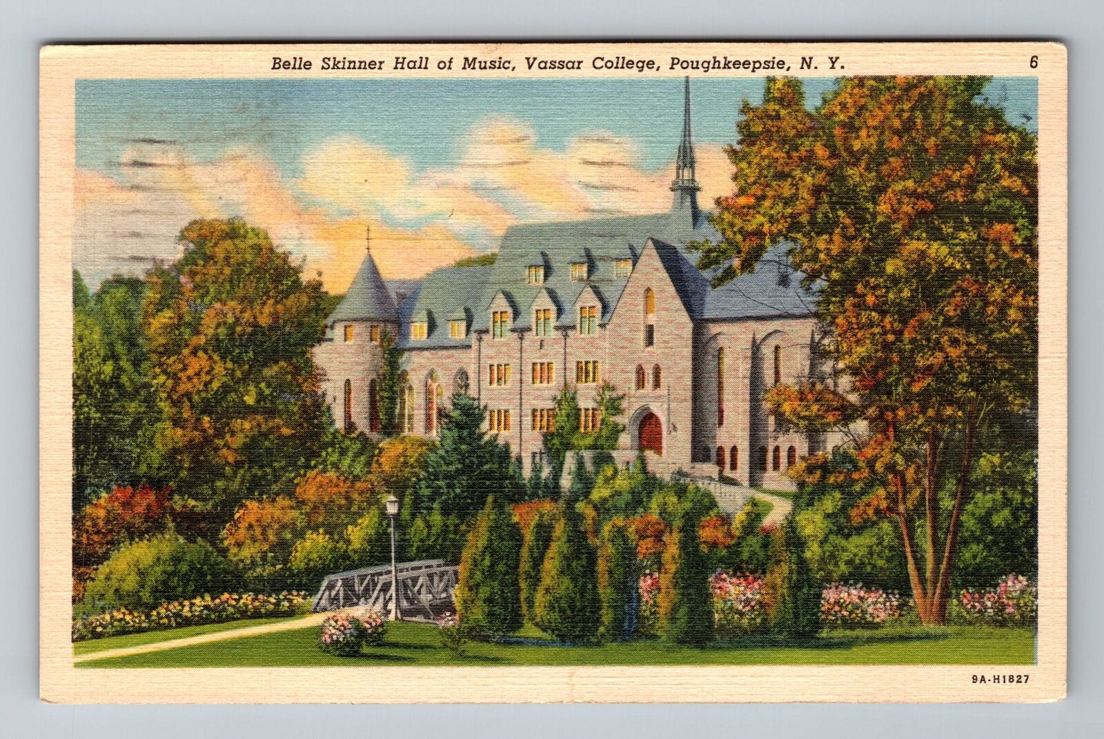 Poughkeepsie NY-New York, Belle Skinner Hall Of Music, Vintage c1944 Postcard