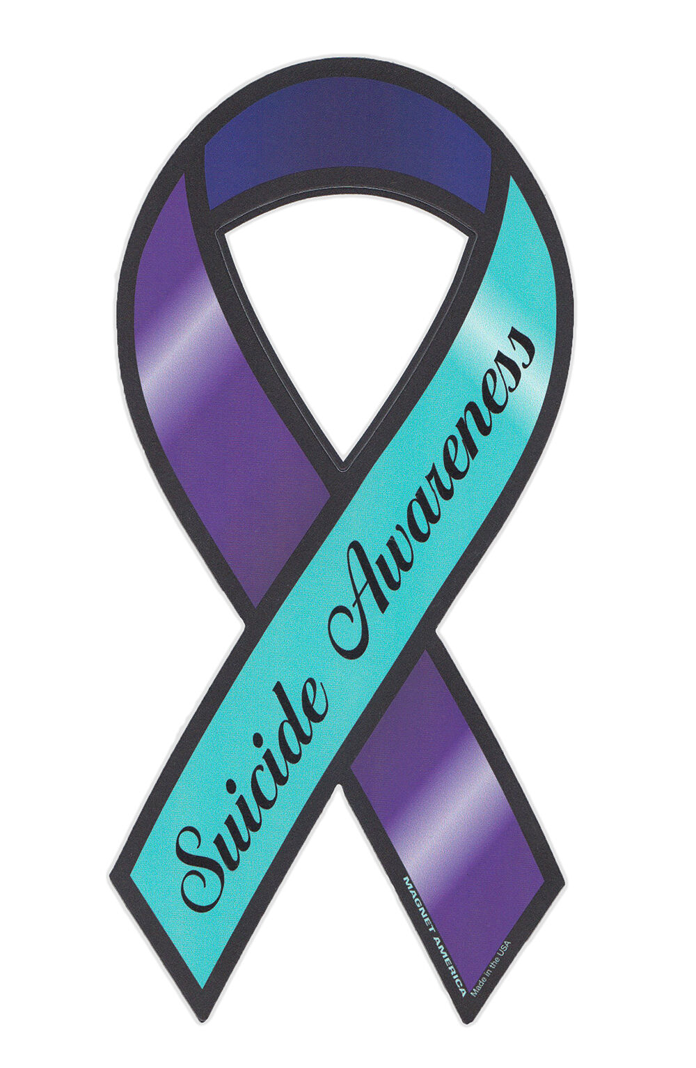 Magnetic Bumper Sticker - Suicide Awareness - Ribbon Shaped Support Magnet