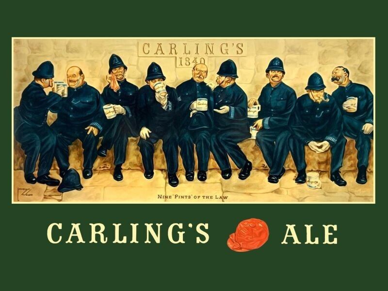 Carling's Red Cap Ale NEW METAL Beer SIGN: Nine Pints of the Law - Police Theme