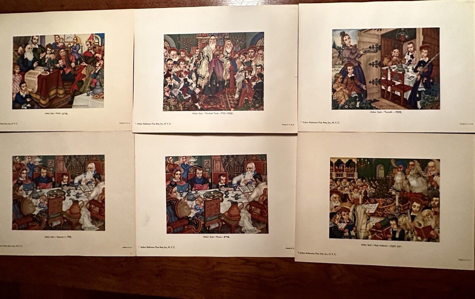 Arthur Szyk 6 Jewish Holiday Prints  1948 Arthur Rothmann Fine Arts Complete Set