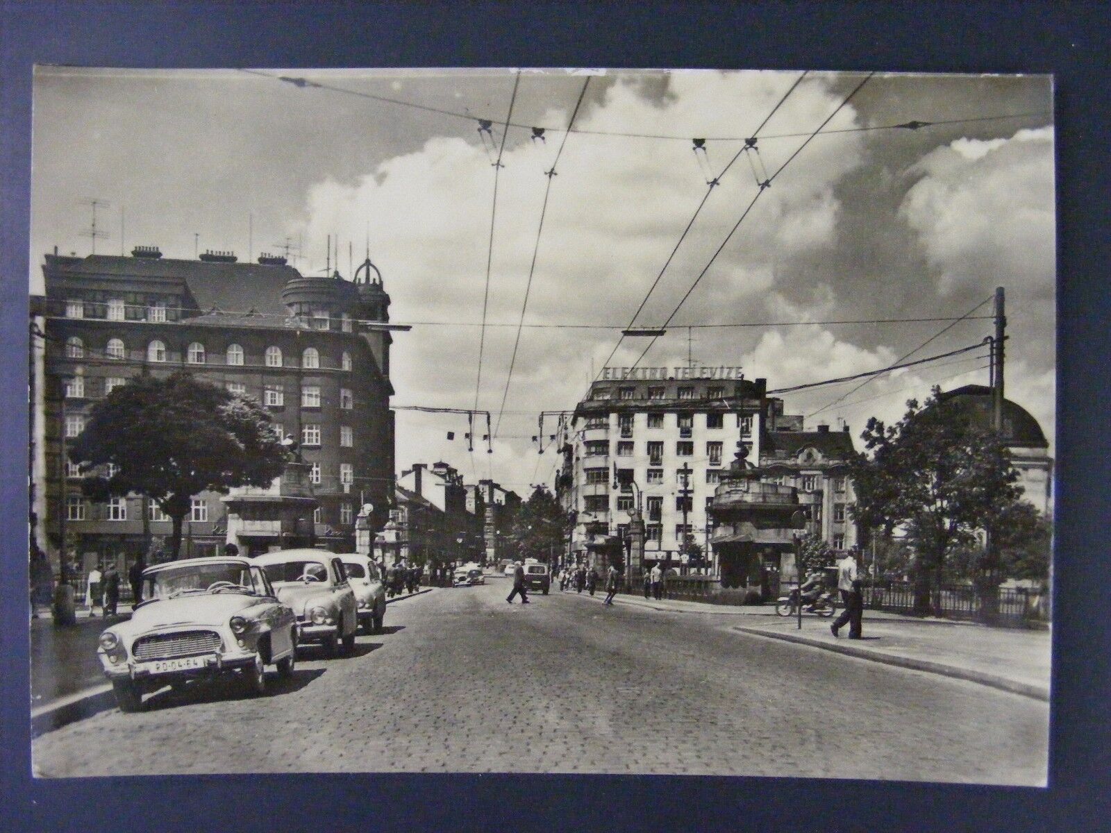 Pilsen Czechoslovakia Street Scene Vintage Real Photo Postcard RPPC 1960s
