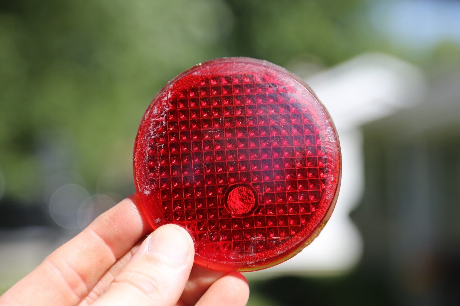 Vintage 1930\'s Red Glass Tail Light Stop Lens Car Truck Accessory RAt Rod 