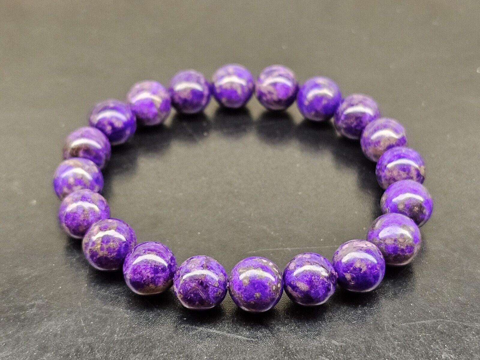 Rare Top Quality Untreated Genuine Royal Purple Sugilite Beads Bracelet 9.3mm