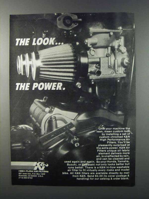 1981 K&N Air Filters Ad - The Look The Power