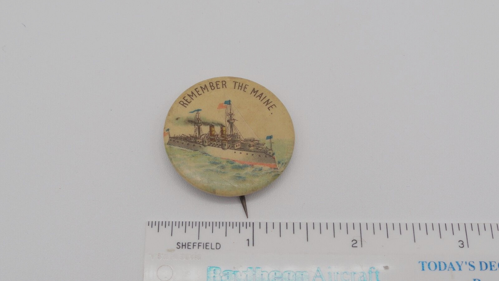 Vintage Whitehead & Hoag 1898 Remember The Maine USS Maine Battleship Pin Button