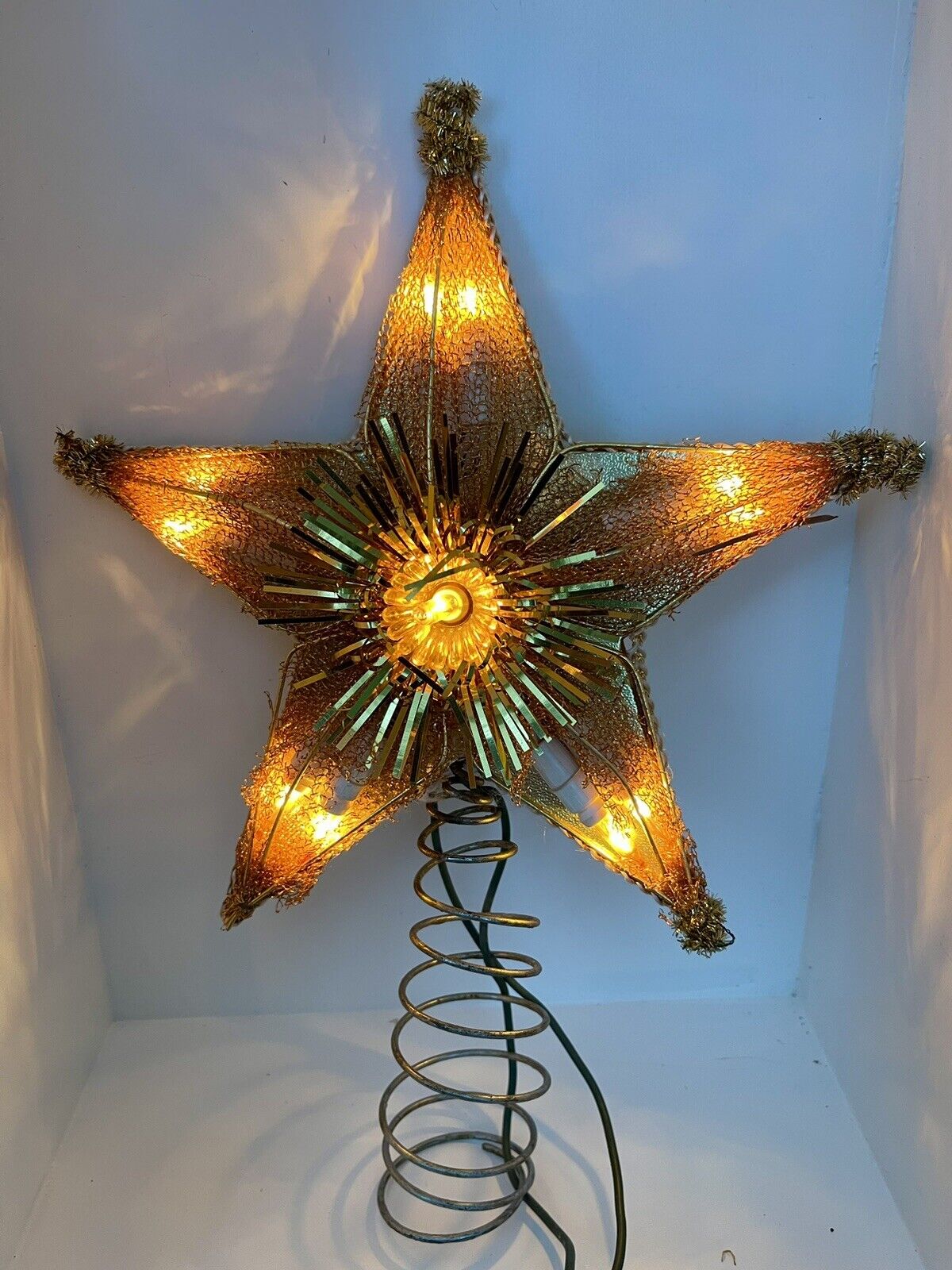 Vintage JAPAN Christmas 1950\'s-70\'s Illuminated Tree Top Topper Star Working