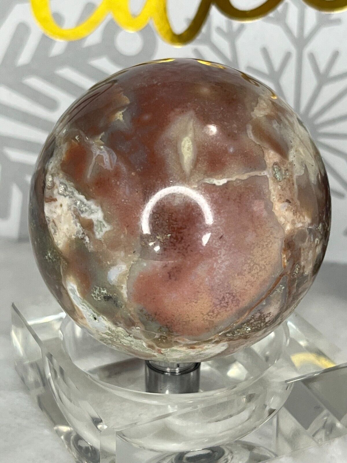 Amazingly Beautiful Unicorn Jasper All Natural Polished Crystal Sphere -11A