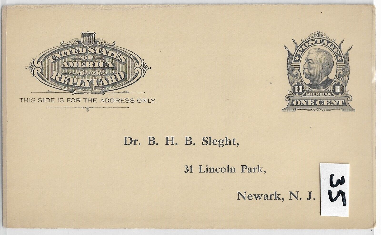 c1910- 1915 Postcard  1c Gen Sheridan Reply Card [271]