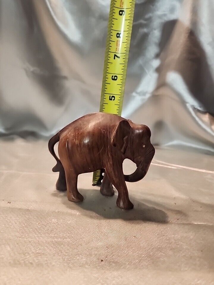  ❤️ Hand Carved Solid Wood Elephant Statue Figure Decor Missing Tusks